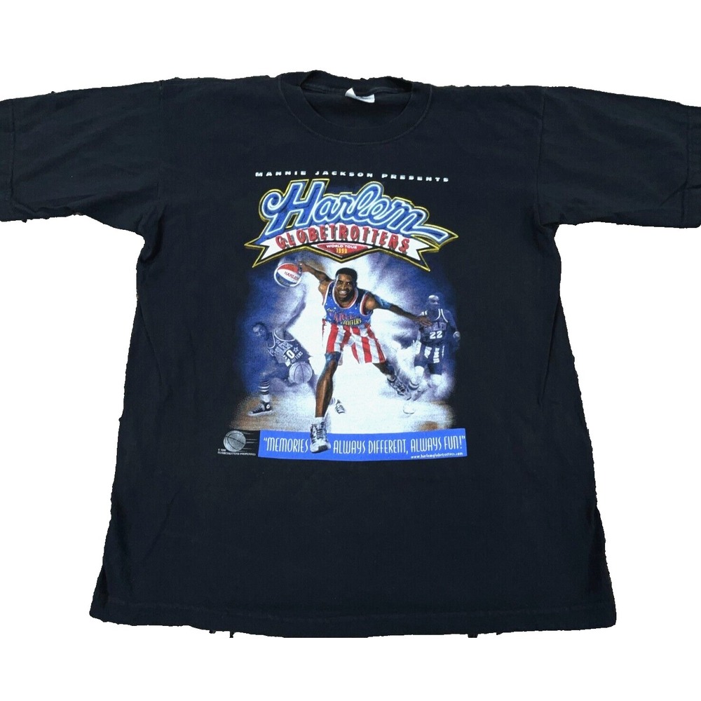 Vintage Harlem Globetrotters Shirt Men Large Black Tee 90s Basketball Tour 1999